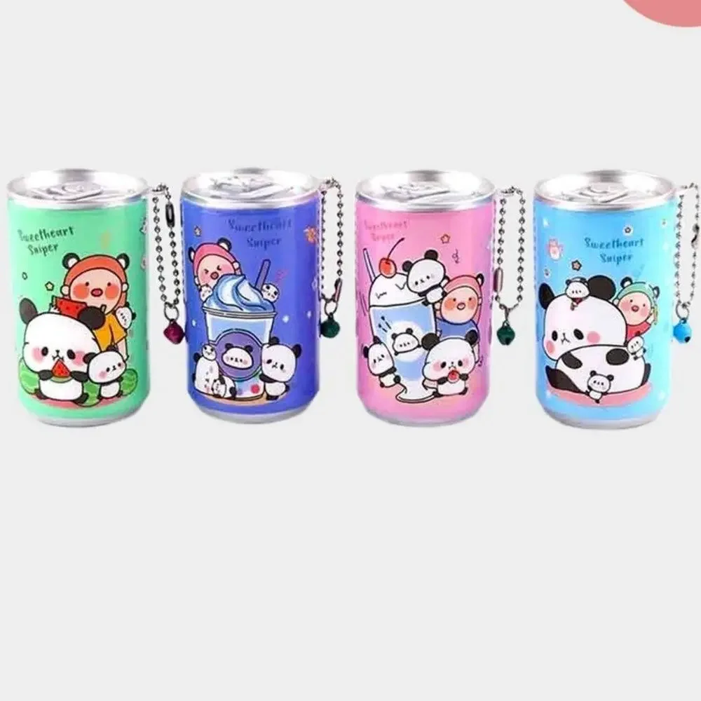 Set‎ of 4 Panda Design Mini Travel Wet Wipes in a Can With Keychain and Bell